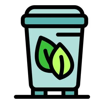 Matcha tea in disposable cup with green leaves logo promoting healthy lifesty Stock Illustration