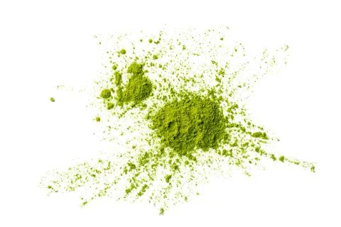 Matcha tea ground erratic form isolated on white Stock Photos