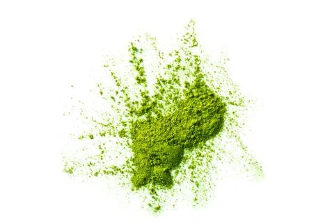 Matcha tea ground erratic form isolated on white Stock Photos
