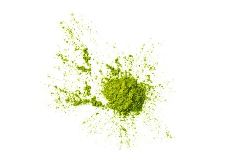Matcha tea ground erratic form isolated on white Stock Photos