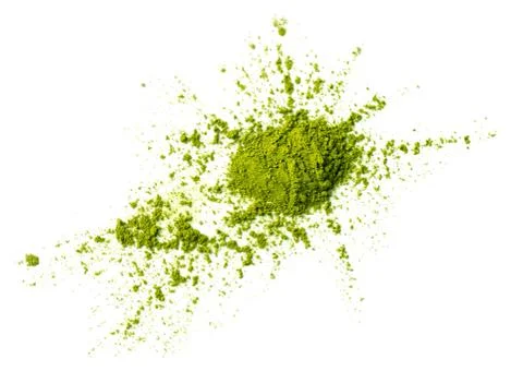 Matcha tea ground erratic form isolated on white Stock Photos