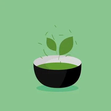 Matcha tea logo. Matcha tea accessories, Japan tea bowl simple icon Stockillustratie