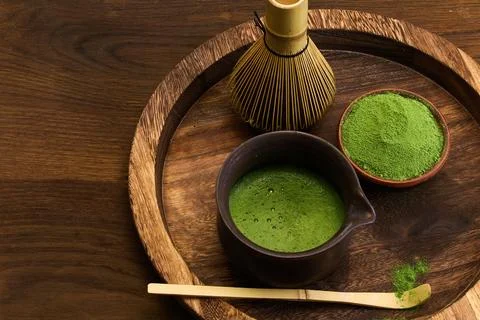Matcha Tea Set. Elegant display of matcha tea set Stock Photos