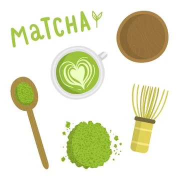 Matcha tea set. Isolated object. Stock Illustration