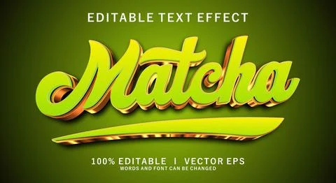 Matcha vector text effect with modern style design Illustrazione stock