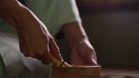 Matcha Whisk used to create tea Stock Footage 264493827
