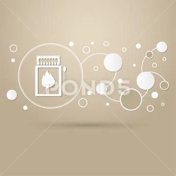 Matchbox and matches icon on a brown background with elegant style modern des Stock Illustration
