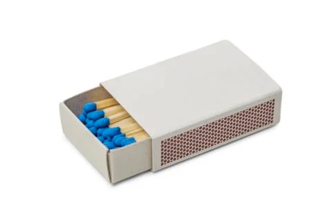 Matchbox with blue matches Stock-Fotos