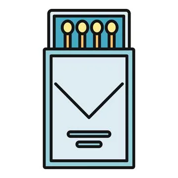 Matchbox containing matches line art icon Stock Illustration