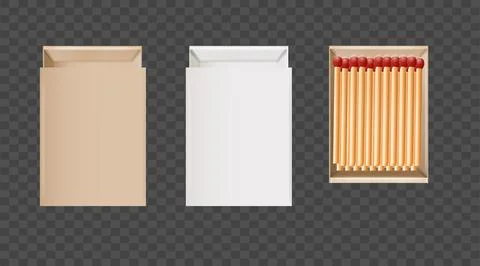 Matchbox, empty package for match sticks in top and perspective view. Realistic Illustrazione stock