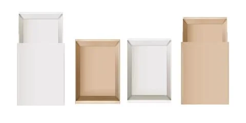 Matchbox, empty package for match sticks in top and perspective view. Realistic Stock Illustration