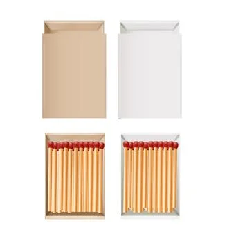 Matchbox, empty package for match sticks in top and perspective view. Realistic Stock Illustration