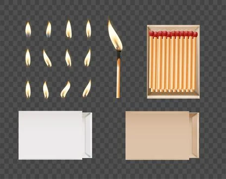Matchbox, empty package for match sticks in top and perspective view. Realistic Stock Illustration