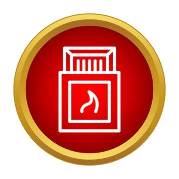 Matchbox icon with flame symbol in red circle Stock Illustration