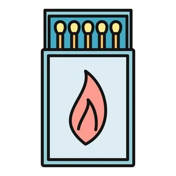 Matchbox with matches and fire flame icon illustration Illustrazione stock