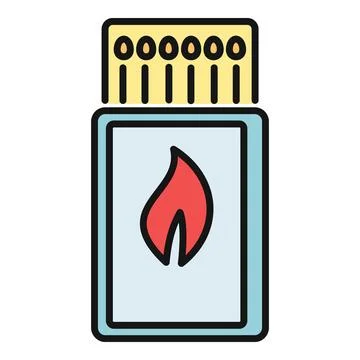 Matchbox with matches icon showing fire symbol Stock Illustration