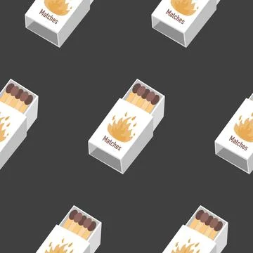 Matchbox with Matches Seamless Pattern. Vector drawing illustration. Stock Illustration