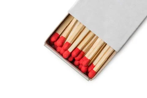 Matchbox with red matches Stock Photos