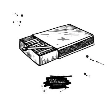 Matchbox vector drawing. Hand drawn matches box illustration. Is Stock Illustration