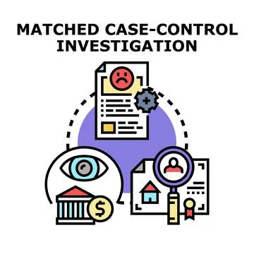 Matched case control investigation analyzing data and research Stock Illustration
