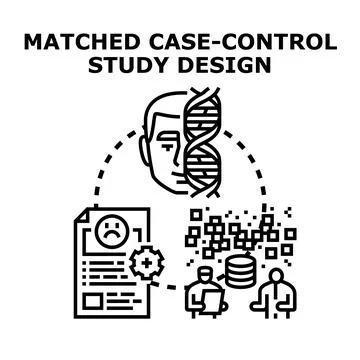 Matched case control study design analyzing medical data Stock Illustration