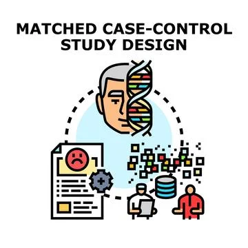 Matched case control study design analyzing medical data Stock Illustration