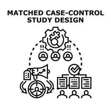 Matched case control study design research methodology Stock Illustration