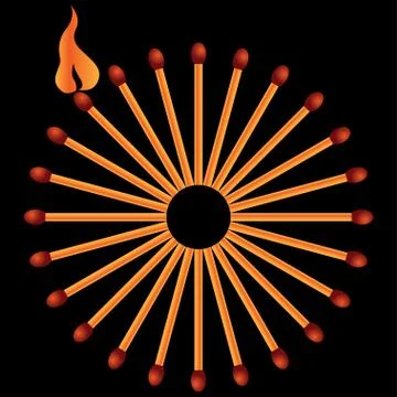 Matches on black background in vector Stock Illustration