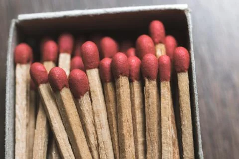 Matches in a box close up background. Stock Photos