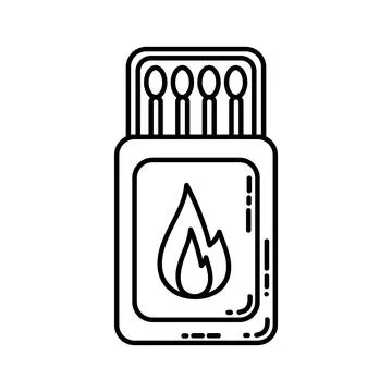 Matches box flat line icon. Cardboard with matches camping or hiking element Stock Illustration