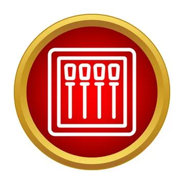 Matches in box icon inside red circle Stock Illustration