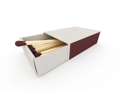 Matches on box rendered isolated on white background Stock Illustration
