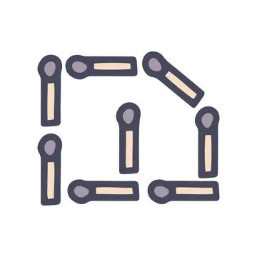Matches brain teaser color vector doodle simple icon Illustrazione stock