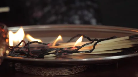 Matches burning on a plate. Stock Footage 62427615