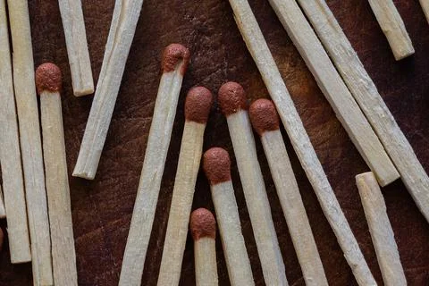 Matches on a dark background Stock Photos