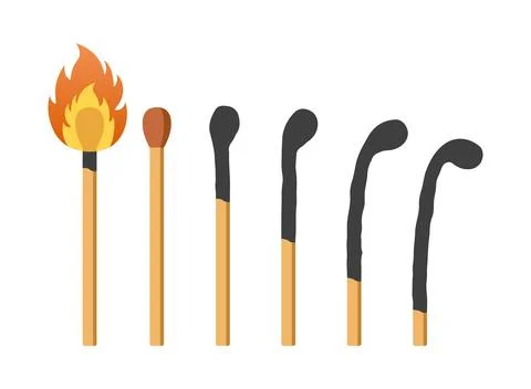Matches icon set collection in flat style. Matchstick vector illustration o.. 库存插图