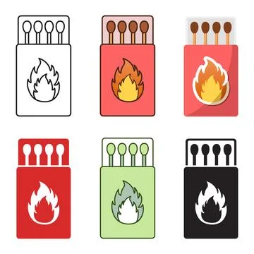Matches icon set collection in flat style. Matchstick vector illustration o.. 库存插图