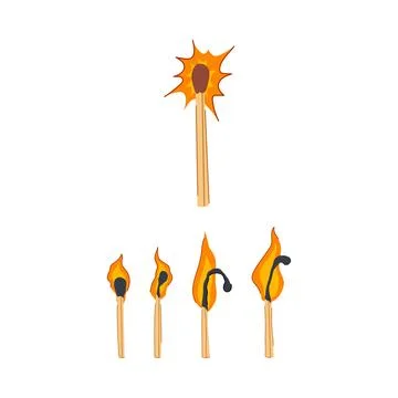 Matches igniting and burning brightly illustrating stages of combustion イラスト素材