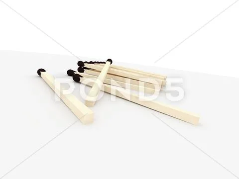 Matches rendered on white background isolated Stock Illustration