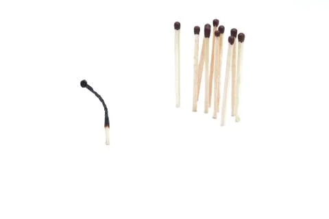 Matches standing on a white background Stock Photos
