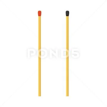 Matches symbol simple red and black vector icon light art silhouette wood bur Stock Illustration