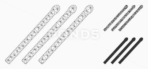 Matches Vector Mesh Carcass Model and Triangle Mosaic Icon Stock Illustration