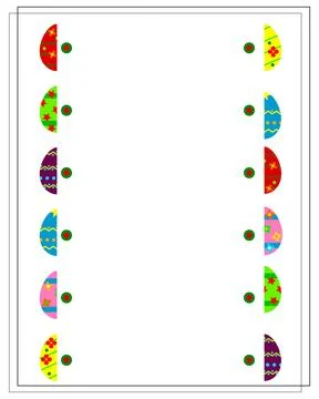 A matching game. Draw a line. Easter eggs. Connect the egg halves. A riddle f Stock Illustration