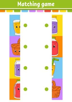 Matching game. Draw a line. Education developing worksheet. Activity page wit Illustrazione stock