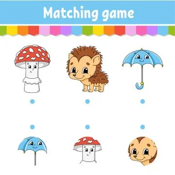 Matching game for kids. Education developing worksheet. Draw a line. Activity Stock Illustration