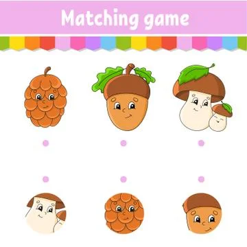 Matching game for kids. Education developing worksheet. Draw a line. Activity Illustrazione stock