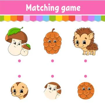 Matching game for kids. Education developing worksheet. Draw a line. Activity Illustrazione stock