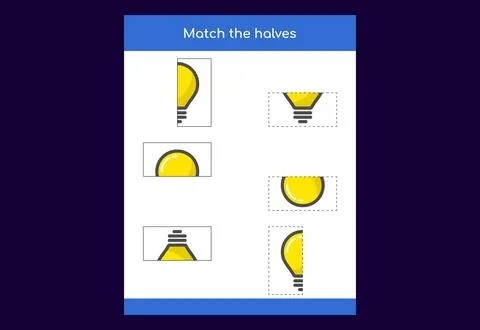 Matching game. Match halves of objects. Educational game for children, prin.. Stock Illustration