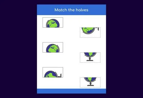 Matching game. Match halves of objects. Educational game for children, prin.. Stock Illustration