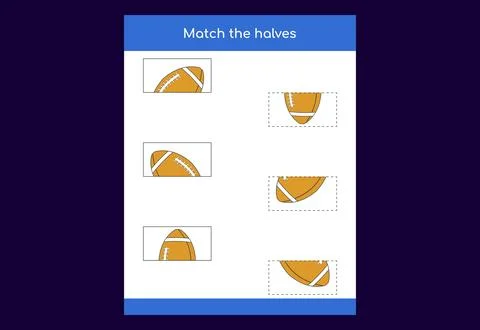 Matching game. Match halves of objects. Educational game for children, prin.. Stock Illustration